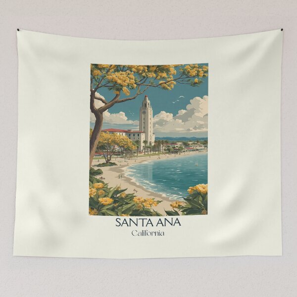 Item preview, Santa Ana California Vintage Poster | Historic Courthouse Art designed and sold by TuncGK.