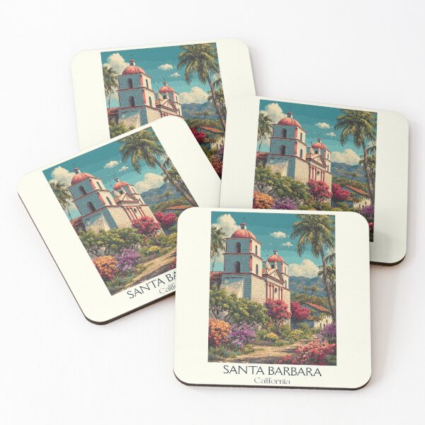 Item preview, Santa Barbara California Vintage Poster | Mission Style Art designed and sold by TuncGK.