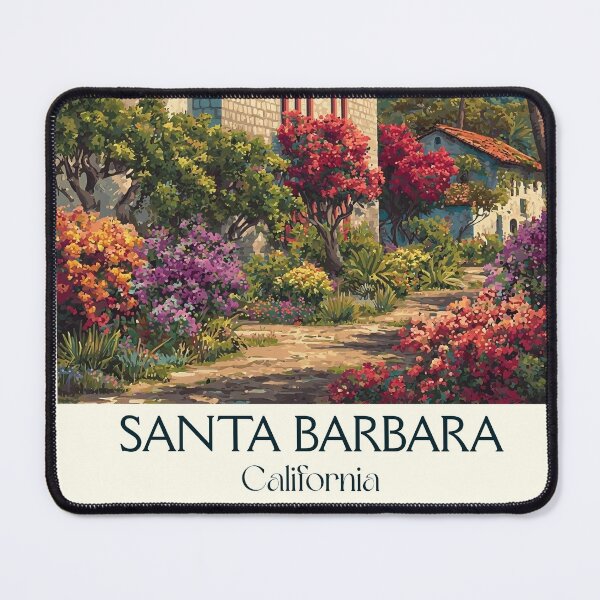 Item preview, Santa Barbara California Vintage Poster | Mission Style Art designed and sold by TuncGK.