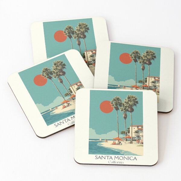 Item preview, Santa Monica California Retro Poster | Pier & Ferris Wheel designed and sold by TuncGK.