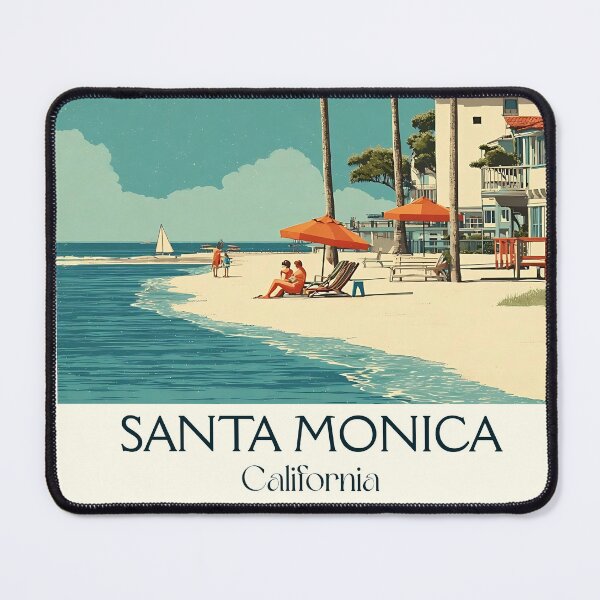 Item preview, Santa Monica California Retro Poster | Pier & Ferris Wheel designed and sold by TuncGK.