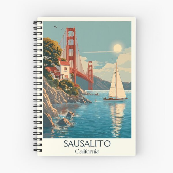 Item preview, Sausalito California Vintage Poster | View of Golden Gate designed and sold by TuncGK.