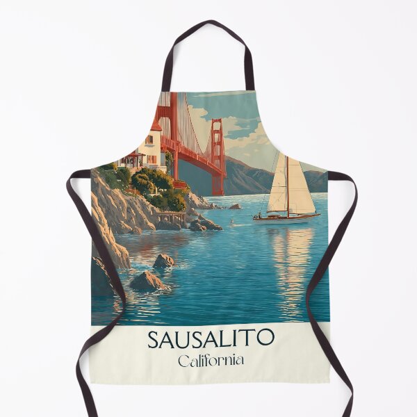 Item preview, Sausalito California Vintage Poster | View of Golden Gate designed and sold by TuncGK.