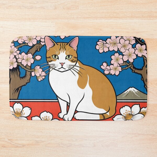 Item preview, Brown & White Cat with Plum Blossoms – Classic Japanese Style designed and sold by LEO'S CREATURE　れおずくりーちゃー.