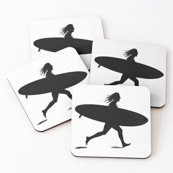 Item preview, Minimalist Surfer Silhouette Running with Longboard Sticker designed and sold by FestivityFinds.