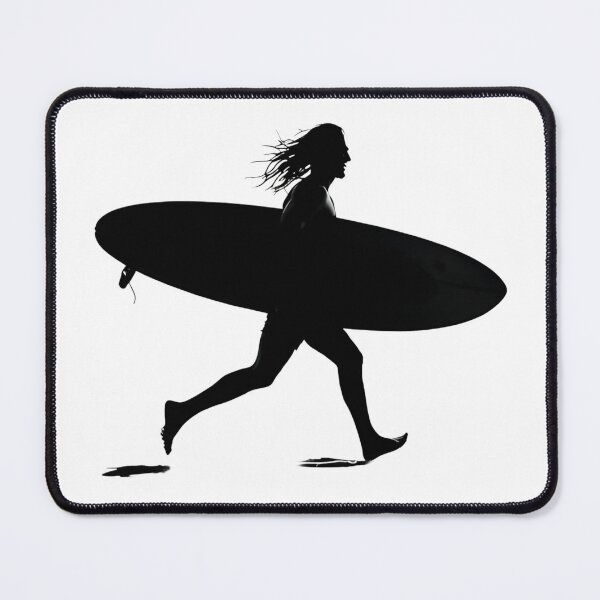 Item preview, Minimalist Surfer Silhouette Running with Longboard Sticker designed and sold by FestivityFinds.
