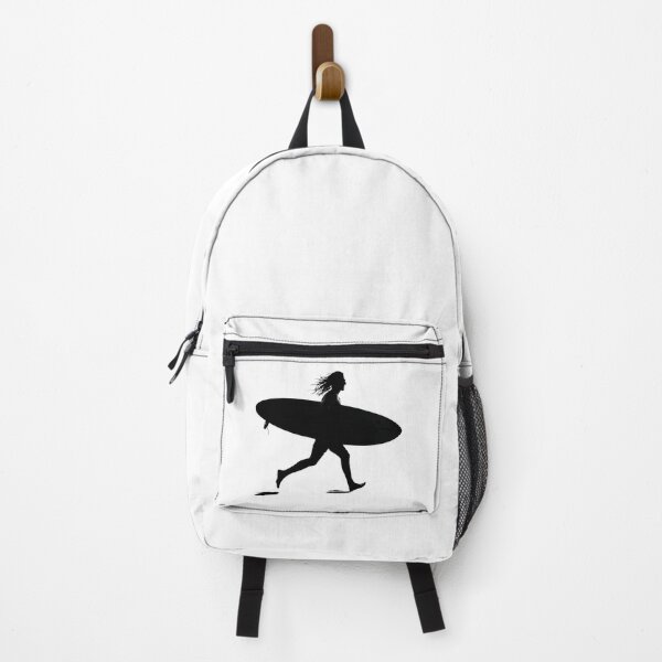 Item preview, Minimalist Surfer Silhouette Running with Longboard Sticker designed and sold by FestivityFinds.