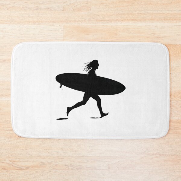 Item preview, Minimalist Surfer Silhouette Running with Longboard Sticker designed and sold by FestivityFinds.