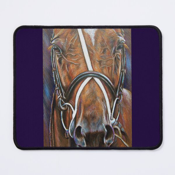Item preview, Bay thoroughbred racehorse coloured pencil drawing with bridle designed and sold by Tahnja Wolter.