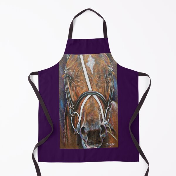 Item preview, Bay thoroughbred racehorse coloured pencil drawing with bridle designed and sold by Tahnja Wolter.