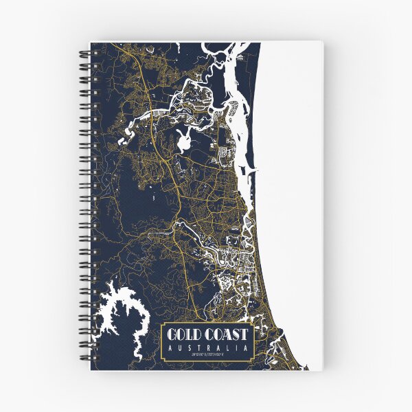 Item preview, Gold Coast City Map of Queensland, Australia - Gold Art Deco designed and sold by deMAP.