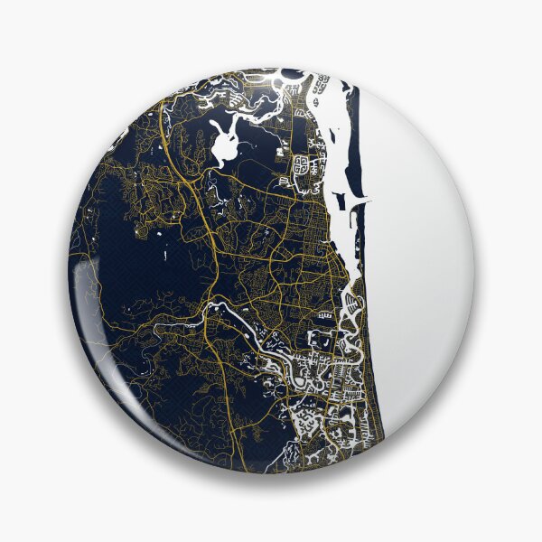 Item preview, Gold Coast City Map of Queensland, Australia - Gold Art Deco designed and sold by deMAP.