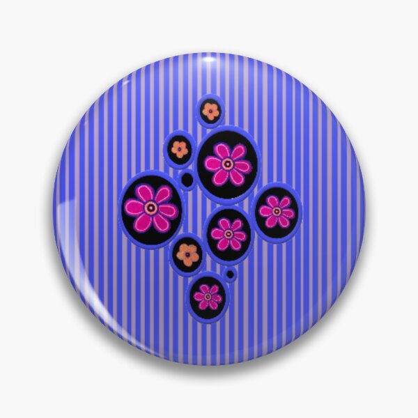 Item preview, Flowers In Cirlces with Stripes Hand Painted Abstract Art designed and sold by kel72.
