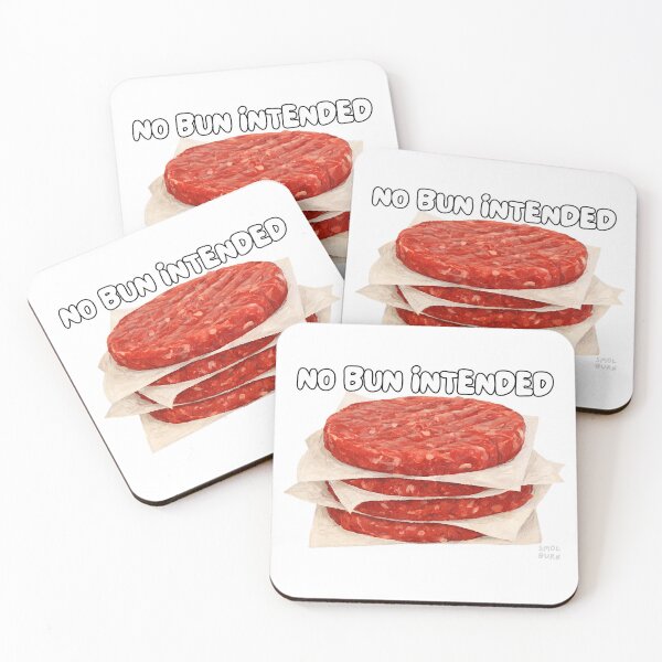 Item preview, No Bun Intended – Funny Burger Stack Pun Design in Painting Style designed and sold by smolburndesign.