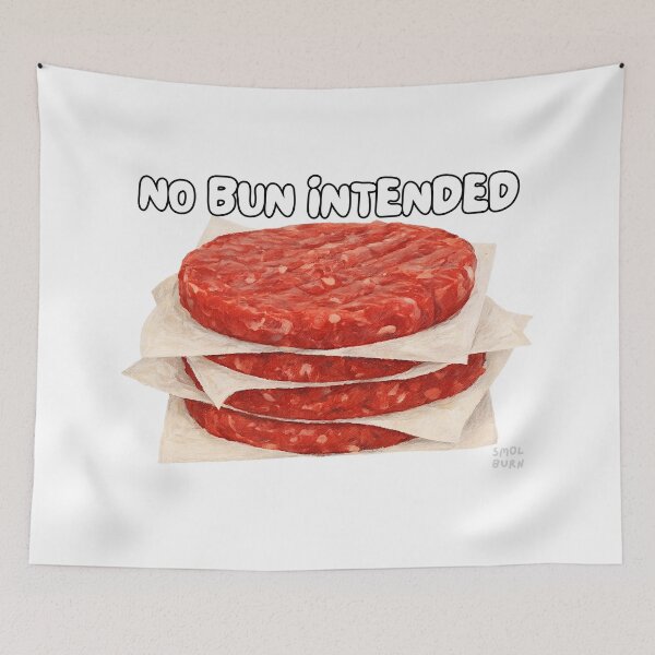 Item preview, No Bun Intended – Funny Burger Stack Pun Design in Painting Style designed and sold by smolburndesign.
