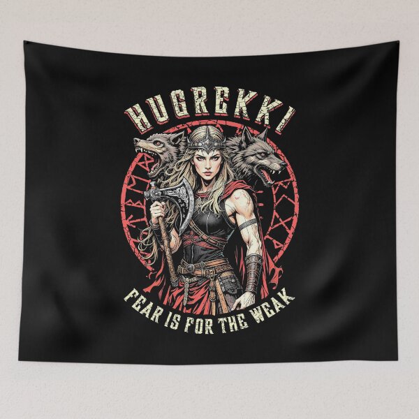 Item preview, Viking Woman Shield Maiden Courage Hugrekki Old Norse Wolf designed and sold by GrandeDuc.