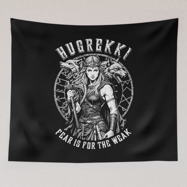 Item preview, Viking Woman Shield Maiden Courage Hugrekki Old Norse Wolf designed and sold by GrandeDuc.