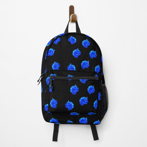 Item preview, Electric Blue Roses on Black Background designed and sold by Lily Rose Doodle.