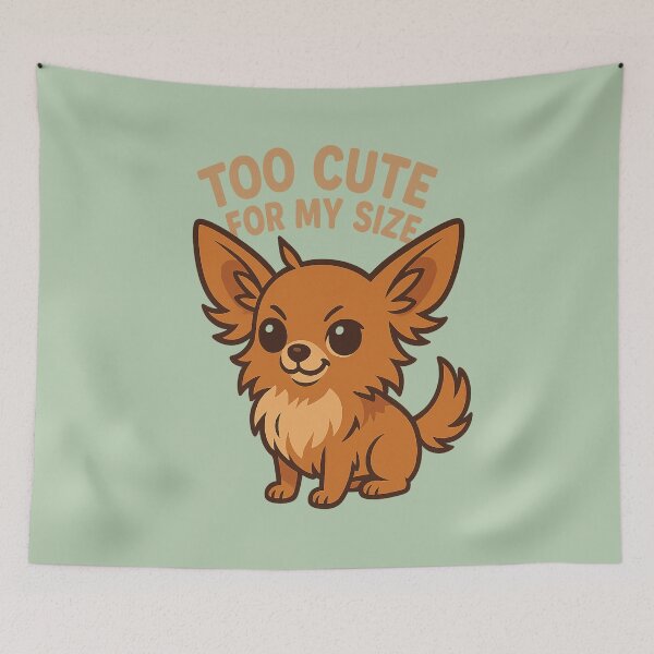 Item preview, Too Cute For My Size – Fluffy Chihuahua Cartoon designed and sold by © Zenscape Studio 2025.