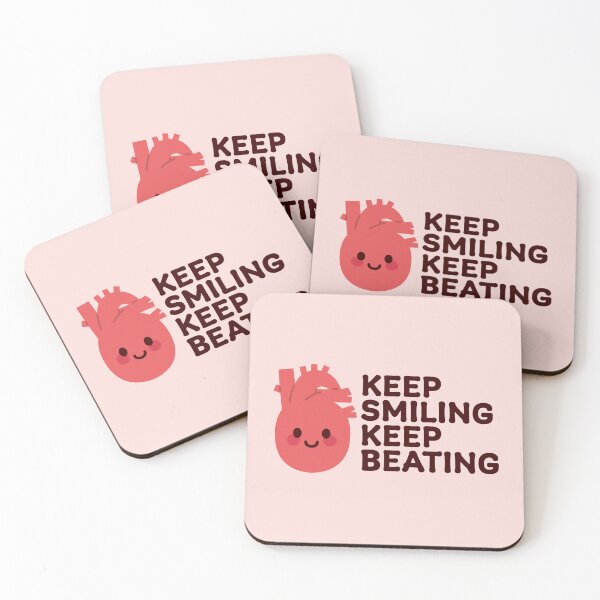 Item preview, Keep Smiling, Keep Beating – Cute Happy Heart Design designed and sold by OEKAKIYASAN.