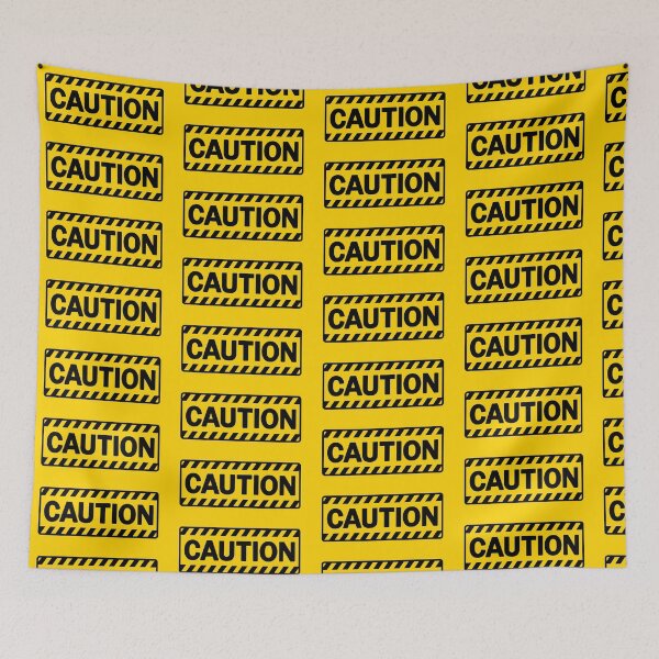 Item preview, CAUTION – Industrial Yellow Safety Sign Inspired Design designed and sold by OEKAKIYASAN.