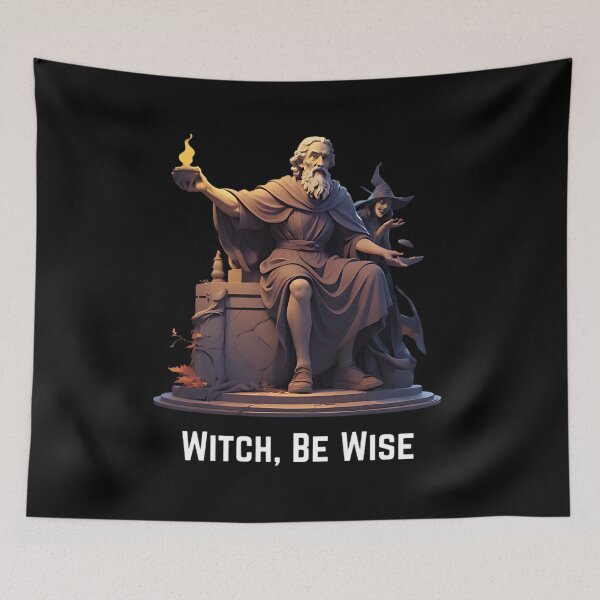 Item preview, Witch, Be Wise - Stoic Philosopher Epictetus and a Playful Witch designed and sold by LexaArtworks.
