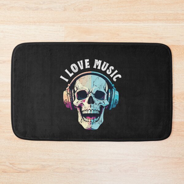 Item preview, Skull with Headphones – I Love Music Grunge DJ Art designed and sold by ColorSplash123.