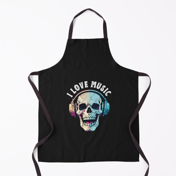 Item preview, Skull with Headphones – I Love Music Grunge DJ Art designed and sold by ColorSplash123.