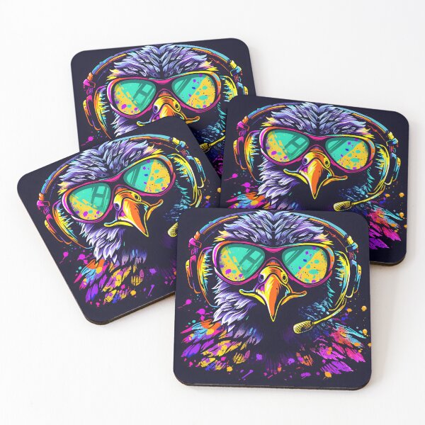 Item preview, Neon Falcon Gamer – Cartoon Headset & Sunglasses Street Art designed and sold by ArgentoArt.