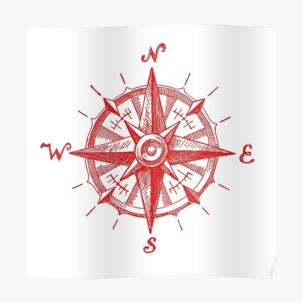 Red Compass North East West" Poster Sale by ClothingSimple | Redbubble