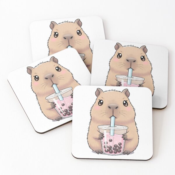 Item preview, Kawaii Capybara Bubble Tea Bliss – Pastel Boba Vibes designed and sold by 001Haiba.