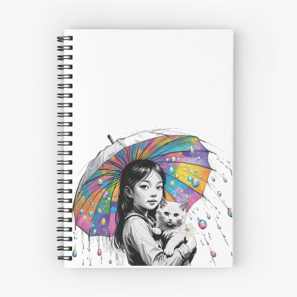 Item preview, Young Girl With a White Cat and a Colorful Umbrella 2 designed and sold by AlinaSCorner.