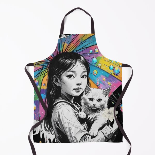 Item preview, Young Girl With a White Cat and a Colorful Umbrella 2 designed and sold by AlinaSCorner.