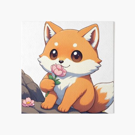 Item preview, Kawaii Fox with Flower – Pastel Autumn Charm designed and sold by 001Haiba.