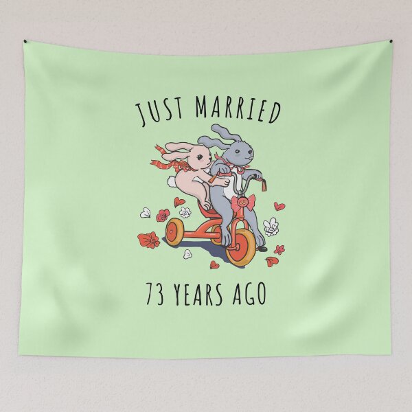 Item preview, Just Married 73 Years Ago - 73rd Anniversary Couple Bunnies Tee, Phone Cases And Other Gifts designed and sold by MemWear.