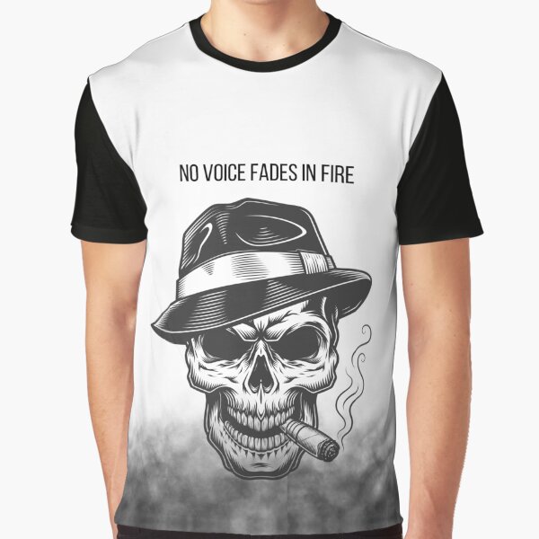 Item preview, No Voice Fades in Fire – Bold Skull Design with Smoke and Fedora designed and sold by Blackseali.