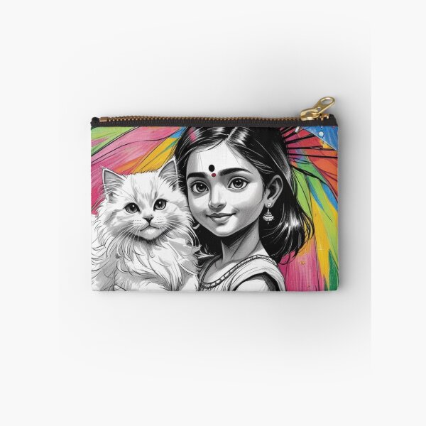 Item preview, Young Girl With a White Cat and a Colorful Umbrella 3 designed and sold by AlinaSCorner.