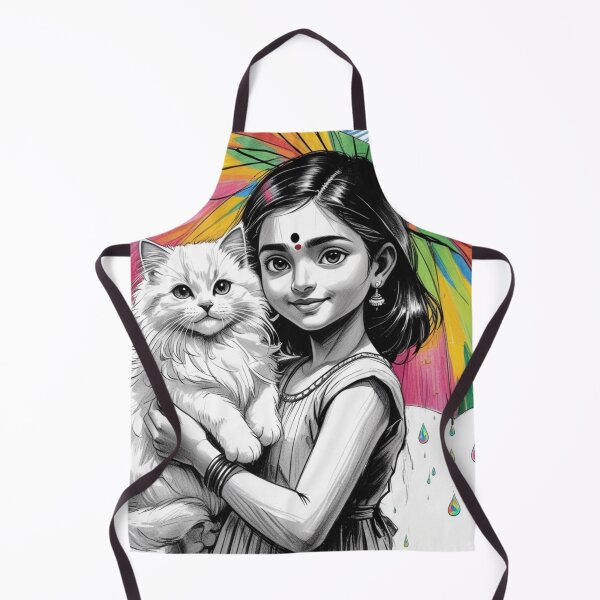 Item preview, Young Girl With a White Cat and a Colorful Umbrella 3 designed and sold by AlinaSCorner.