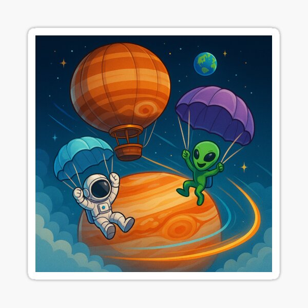 Item preview, Plongée en parachute sous les étoiles sur Jupiter designed and sold by HEERMANArt.