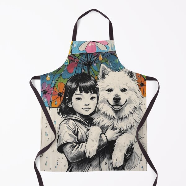 Item preview, Young Girl With a White Dog and a Colorful Umbrella designed and sold by AlinaSCorner.