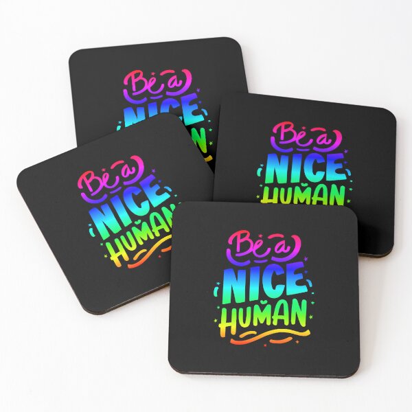 Item preview, Be a Nice Human | Positive Motivational Quote Typography, rainbow edition designed and sold by angelisart.