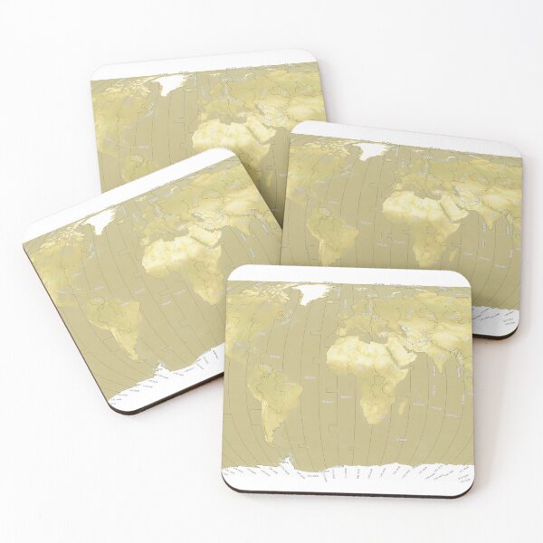 Item preview, World Timezones Robinson Projection Tan Satellite Map with Country Borders designed and sold by Tiffany Munro.