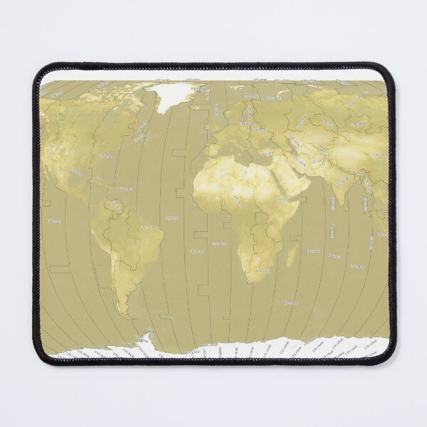 Item preview, World Timezones Robinson Projection Tan Satellite Map with Country Borders designed and sold by Tiffany Munro.