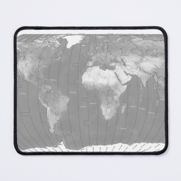 Item preview, World Timezones Robinson Projection Black and White Satellite Map with Country Borders designed and sold by Tiffany Munro.