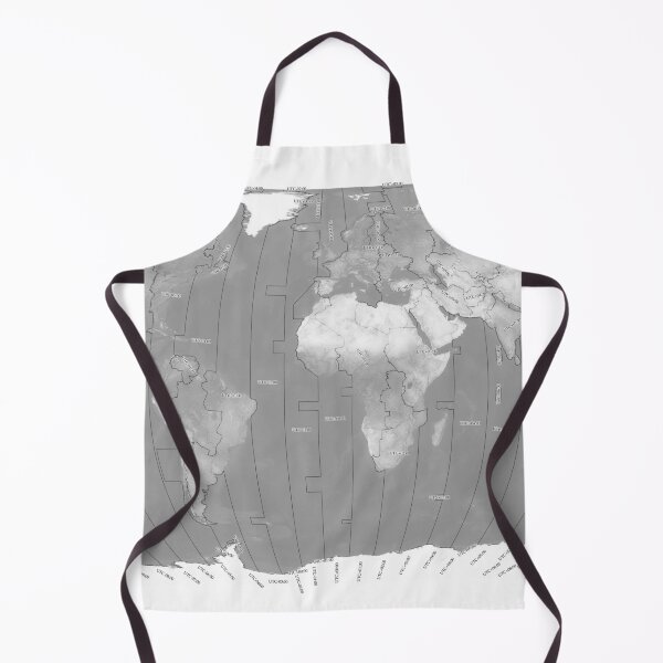 Item preview, World Timezones Robinson Projection Black and White Satellite Map with Country Borders designed and sold by Tiffany Munro.