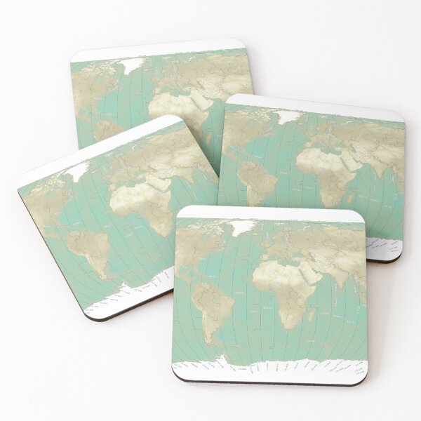 Item preview, World Timezones Robinson Projection Faded Satellite Map with Country Borders designed and sold by Tiffany Munro.