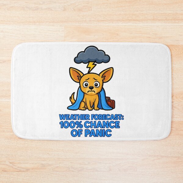 Item preview, Dog Storm Anxiety - Weather Forecast 100% Chance of Panic Funny Design designed and sold by EdgyEdgeArt.