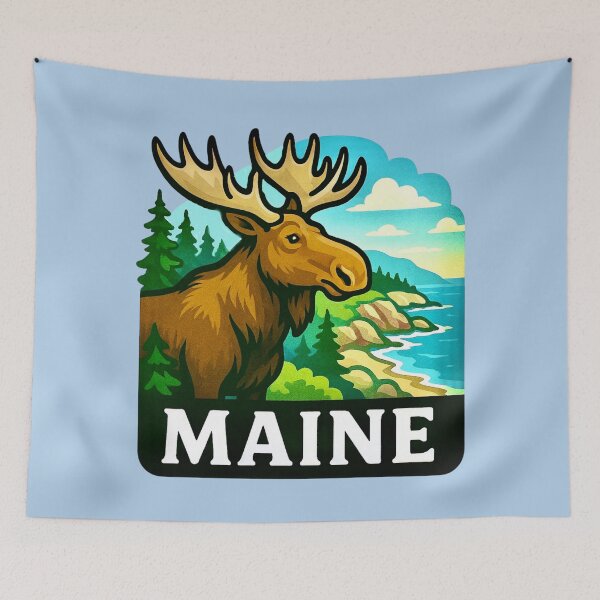Item preview, Maine USA - Wild Moose designed and sold by Myra365Art.