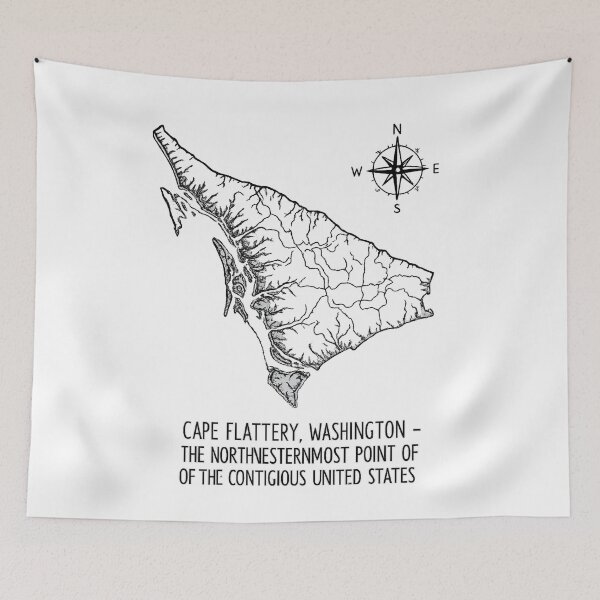 Item preview, Hand-Drawn Map Outline Cape Flattery  designed and sold by Uglyandcute.
