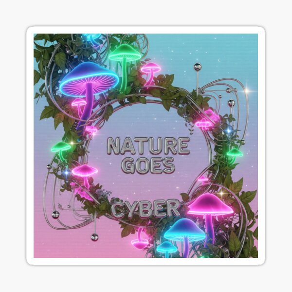 Aperçu de l'œuvre La nature devient cybernétique | Art botanique rétro-futuriste créée et vendue par angelisart.